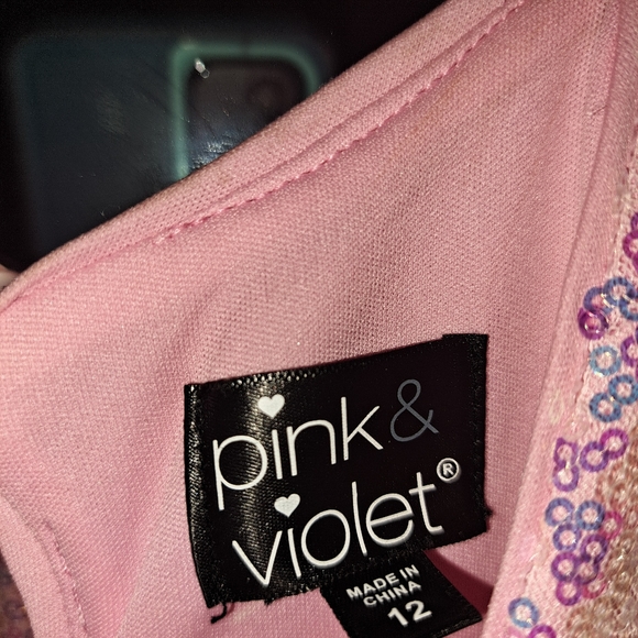 Sz 12 girls Pink & violet 💗 💕 high low dresses with sequin bodice 👗 - Picture 5 of 9